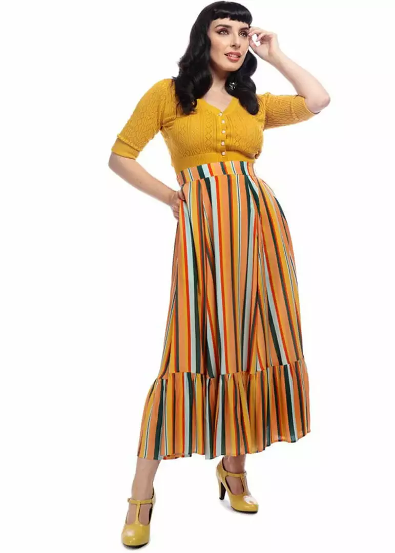 Collectif Katrina Sahara Stripe 60's Skirt Multi New In 4 Collectif Katrina Sahara Stripe 60's Skirt Multi New In