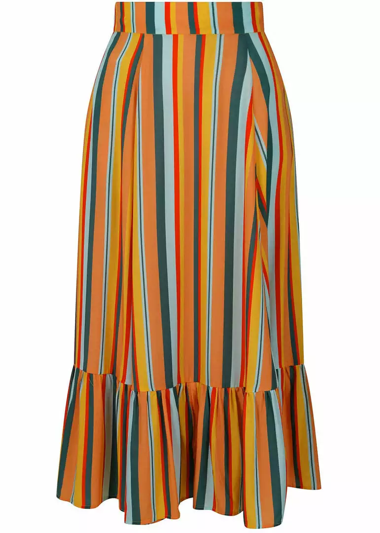 Collectif Katrina Sahara Stripe 60's Skirt Multi New In 3 Collectif Katrina Sahara Stripe 60's Skirt Multi New In