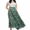 Collectif Katrina Leafy Green 40's Swing Skirt Green New In 2 Collectif Katrina Leafy Green 40's Swing Skirt Green New In