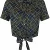 Collectif Sammy Hatch Check 50's Tie Blouse Top Navy New In 1 Collectif Sammy Hatch Check 50's Tie Blouse Top Navy New In