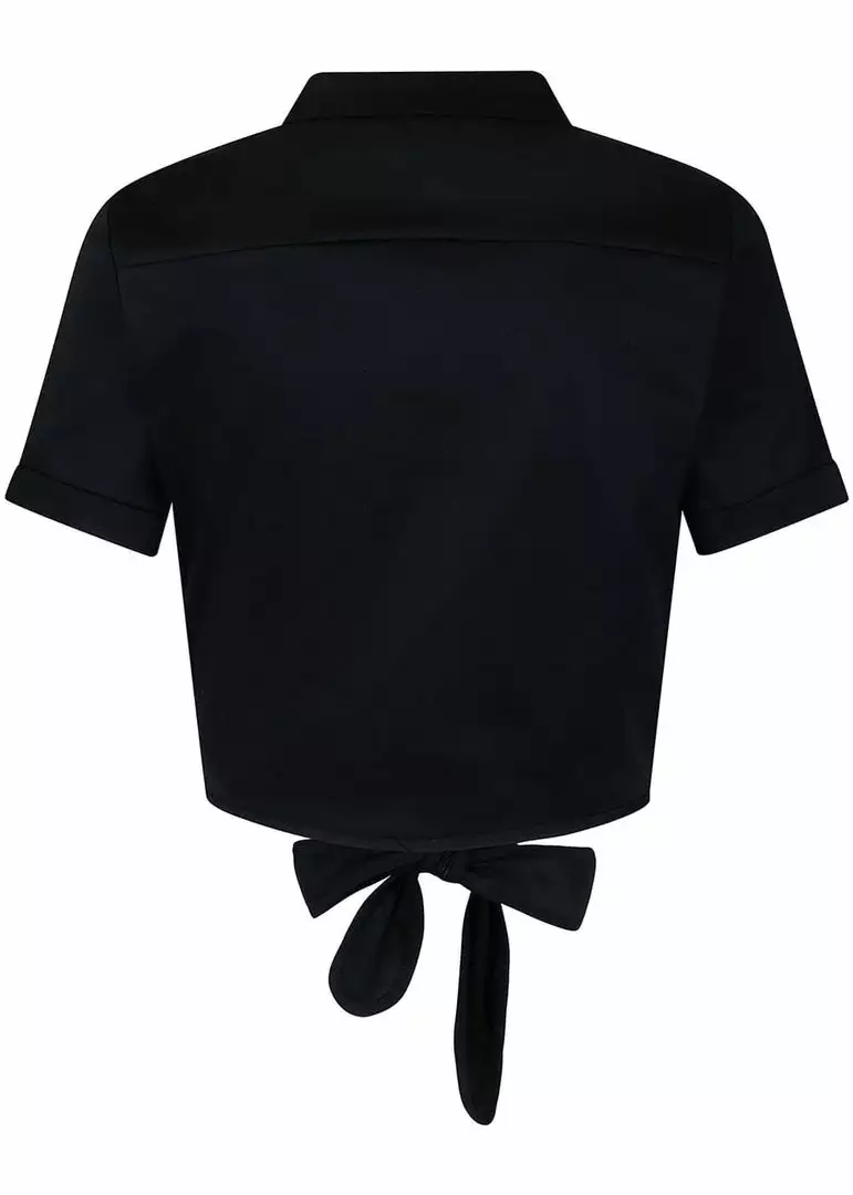 Collectif Sammy Tie 40's Blouse Black 6 Collectif Sammy Tie 40's Blouse Black