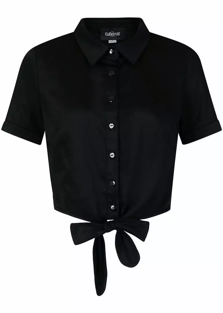 Collectif Sammy Tie 40's Blouse Black 3 Collectif Sammy Tie 40's Blouse Black