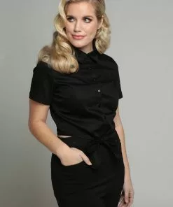 Collectif Sammy Tie 40's Blouse Black
