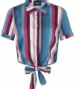 Collectif Sammy Paradise Stripe 50's Blouse Multi