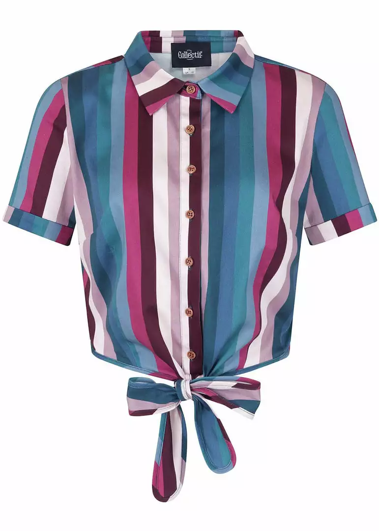 Collectif Sammy Paradise Stripe 50's Blouse Multi 3 Collectif Sammy Paradise Stripe 50's Blouse Multi
