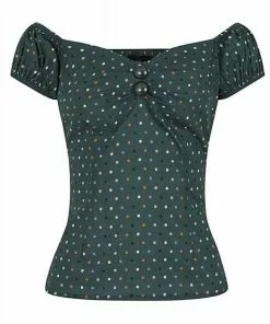 Collectif Dolores Polkadot 50's Top Green