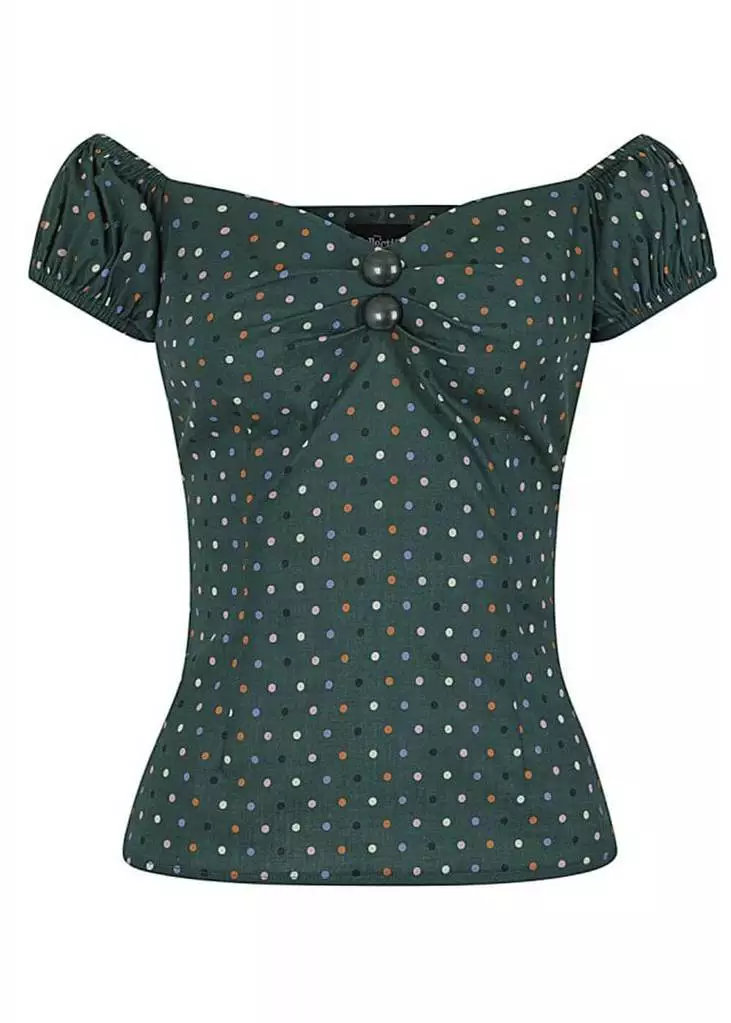 Collectif Dolores Polkadot 50's Top Green 3 Collectif Dolores Polkadot 50's Top Green