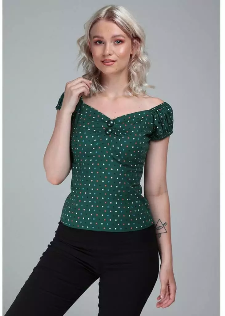 Collectif Dolores Polkadot 50's Top Green 5 Collectif Dolores Polkadot 50's Top Green