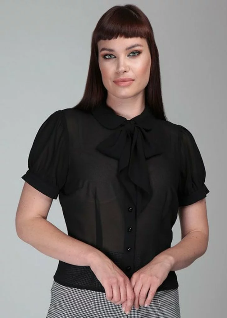 Collectif Erika 40's Blouse Black New In 3 Collectif Erika 40's Blouse Black New In