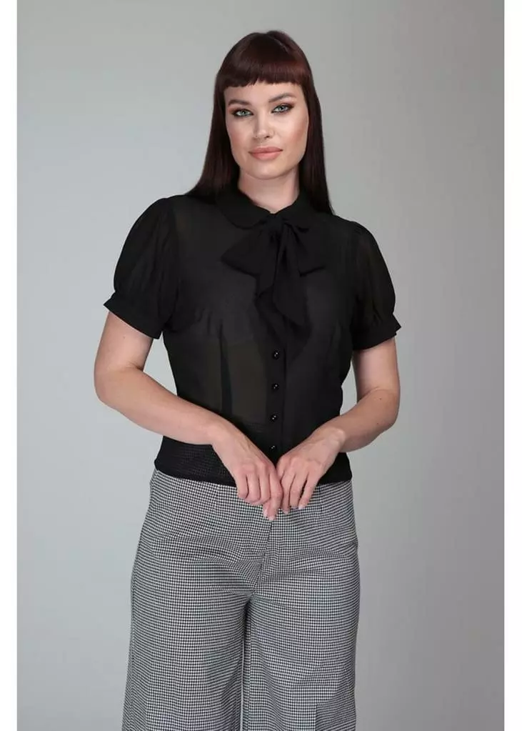 Collectif Erika 40's Blouse Black New In 4 Collectif Erika 40's Blouse Black New In