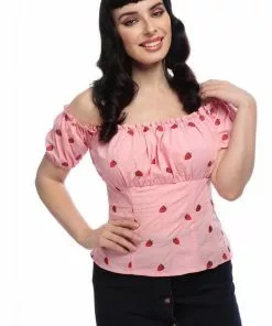 New In Collectif Viviana Strawberry 50's Top Pink