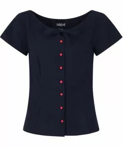 New In Collectif Constance 40's Denim Top Navy