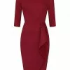 New In Collectif Chantelle 50's Pencil Dress Burgundy