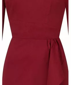 New In Collectif Chantelle 50's Pencil Dress Burgundy 9 New In Collectif Chantelle 50's Pencil Dress Burgundy
