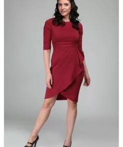 New In Collectif Chantelle 50's Pencil Dress Burgundy