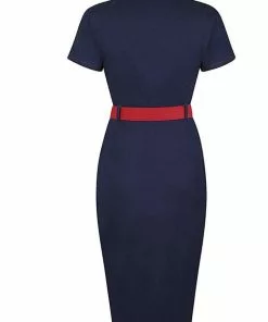 Collectif Maura Denim 60's Pencil Dress Navy 13 Collectif Maura Denim 60's Pencil Dress Navy