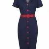 Collectif Maura Denim 60's Pencil Dress Navy