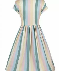 Collectif Judy Teacup Stripe 50's Swing Dress Multi