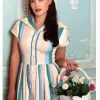 Collectif Judy Teacup Stripe 50's Swing Dress Multi 2 Collectif Judy Teacup Stripe 50's Swing Dress Multi