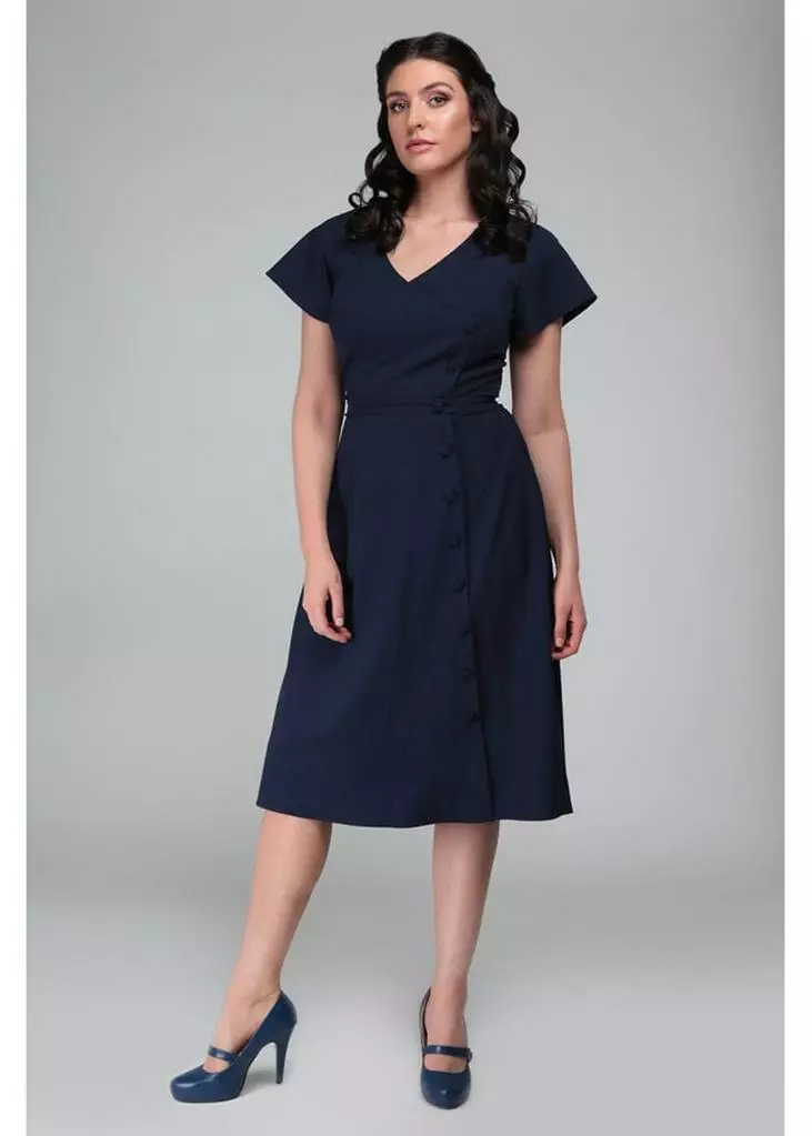 New In Collectif Cherilynn 60's Swing Dress Navy 4 New In Collectif Cherilynn 60's Swing Dress Navy