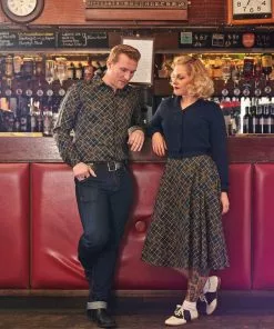 Collectif Dolores Hatch Check 50's Swing Dress Navy New In 11 Collectif Dolores Hatch Check 50's Swing Dress Navy New In