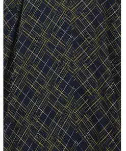 Collectif Dolores Hatch Check 50's Swing Dress Navy New In 9 Collectif Dolores Hatch Check 50's Swing Dress Navy New In