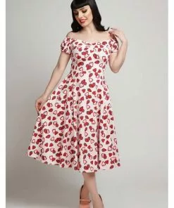 Collectif Dolores Strawberry 50's Swing Dress Pink