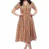 New In Collectif Caterina Bay Stripe 50's Swing Dress Multi 2 New In Collectif Caterina Bay Stripe 50's Swing Dress Multi