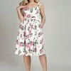 New In Collectif Jemima Floral 50's Swing Dress White