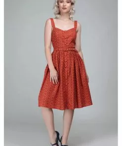 New In Collectif Jemima Polkadot 50's Swing Dress Orange