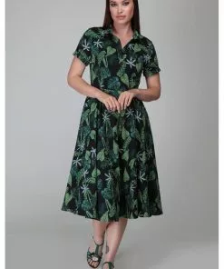 New In Collectif Mirtilla Black Forest 50's Swing Dress Black