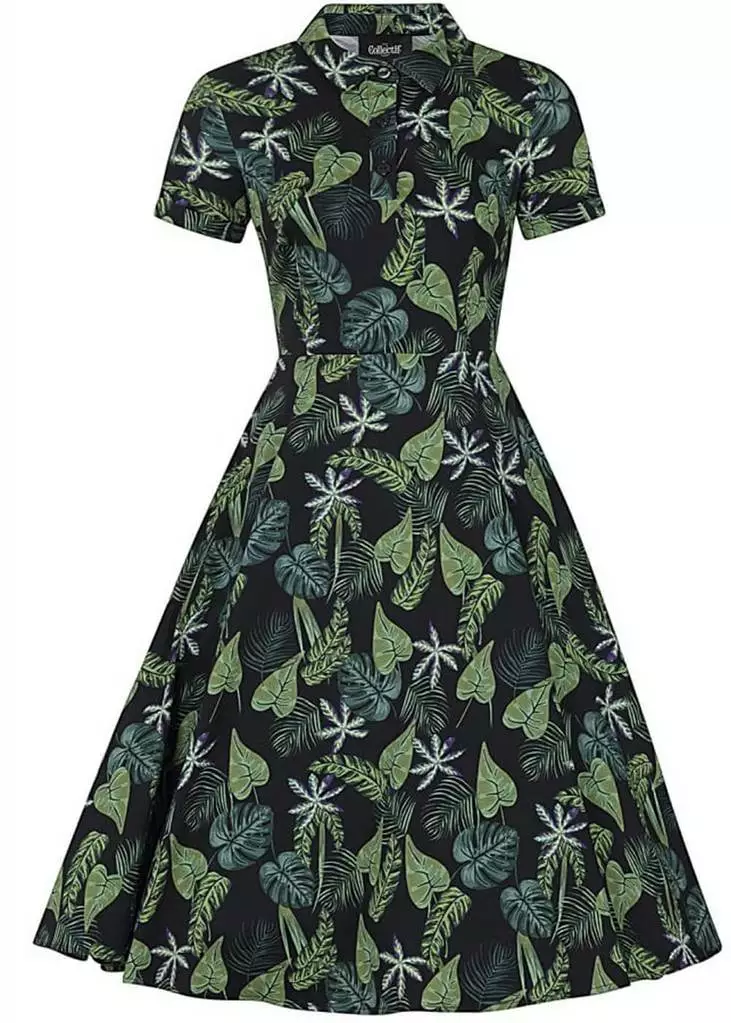 New In Collectif Mirtilla Black Forest 50's Swing Dress Black 6 New In Collectif Mirtilla Black Forest 50's Swing Dress Black