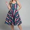 Collectif Nova Paradise Stripe 50's Swing Dress Multi New In 1 Collectif Nova Paradise Stripe 50's Swing Dress Multi New In