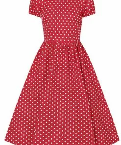 Collectif Demira Polkadot 50's Swing Dress Red New In