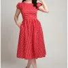 Collectif Demira Polkadot 50's Swing Dress Red New In