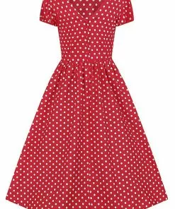 Collectif Demira Polkadot 50's Swing Dress Red New In