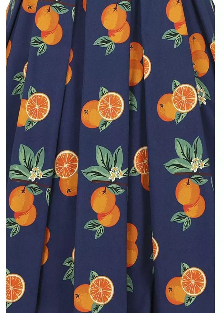 Collectif Jill Oranges 50's Swing Dress Navy New In 7 Collectif Jill Oranges 50's Swing Dress Navy New In