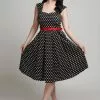 New In Collectif Jill Polkadot 50's Swing Dress Black