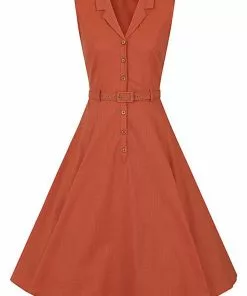 Collectif Caterina 50's Sleeveless Swing Dress Orange New In
