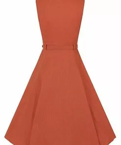 Collectif Caterina 50's Sleeveless Swing Dress Orange New In