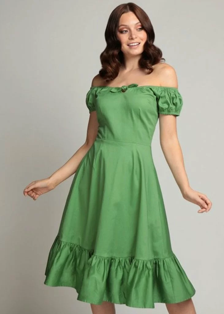 Collectif Lorena 50's Swing Dress Green 3 Collectif Lorena 50's Swing Dress Green