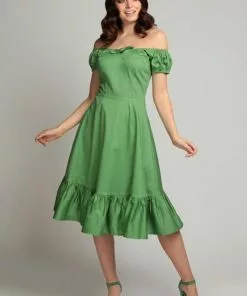 Collectif Lorena 50's Swing Dress Green 13 Collectif Lorena 50's Swing Dress Green