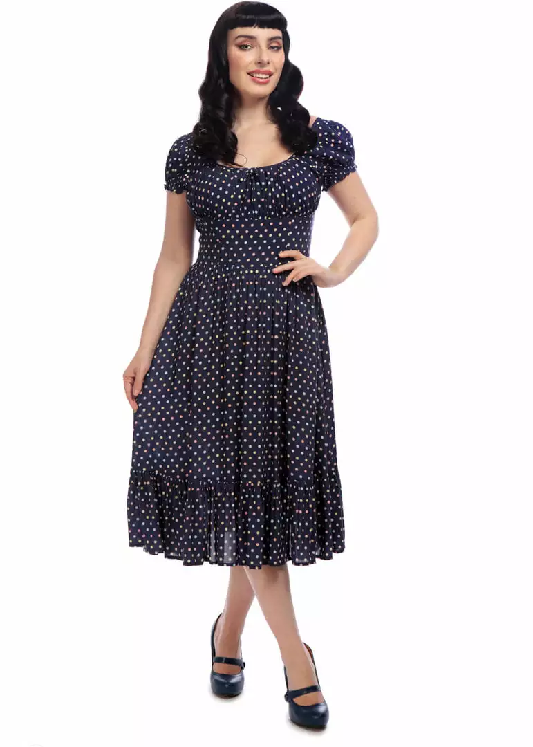 Collectif Carmen Rainbow Polka 50's Swing Dress Multi New In 3 Collectif Carmen Rainbow Polka 50's Swing Dress Multi New In