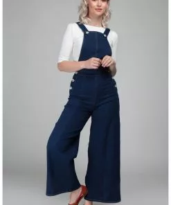 New In Collectif Thelma Denim 60's Dungarees Navy