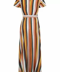 Collectif Sunny Tropical Stripe 70's Maxi Dress Multi New In 10 Collectif Sunny Tropical Stripe 70's Maxi Dress Multi New In