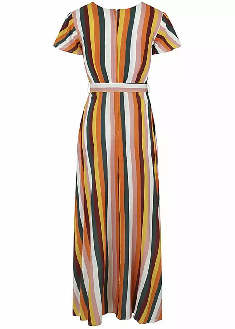 Collectif Sunny Tropical Stripe 70's Maxi Dress Multi New In 6 Collectif Sunny Tropical Stripe 70's Maxi Dress Multi New In