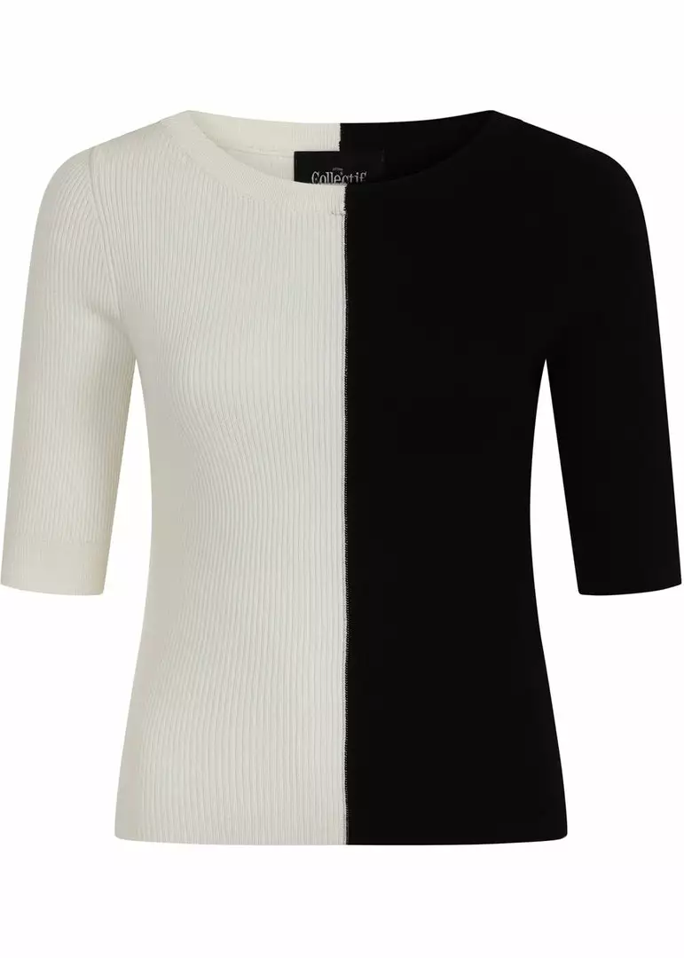 New In Collectif Savannah Contrast 60's Top Black White 3 New In Collectif Savannah Contrast 60's Top Black White