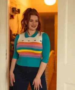 Collectif Rigel Rainbow Star 60's Truitje Top Multi Colour New In 8 Collectif Rigel Rainbow Star 60's Truitje Top Multi Colour New In