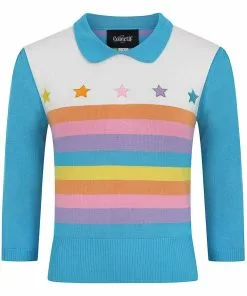 Collectif Rigel Rainbow Star 60's Truitje Top Multi Colour New In