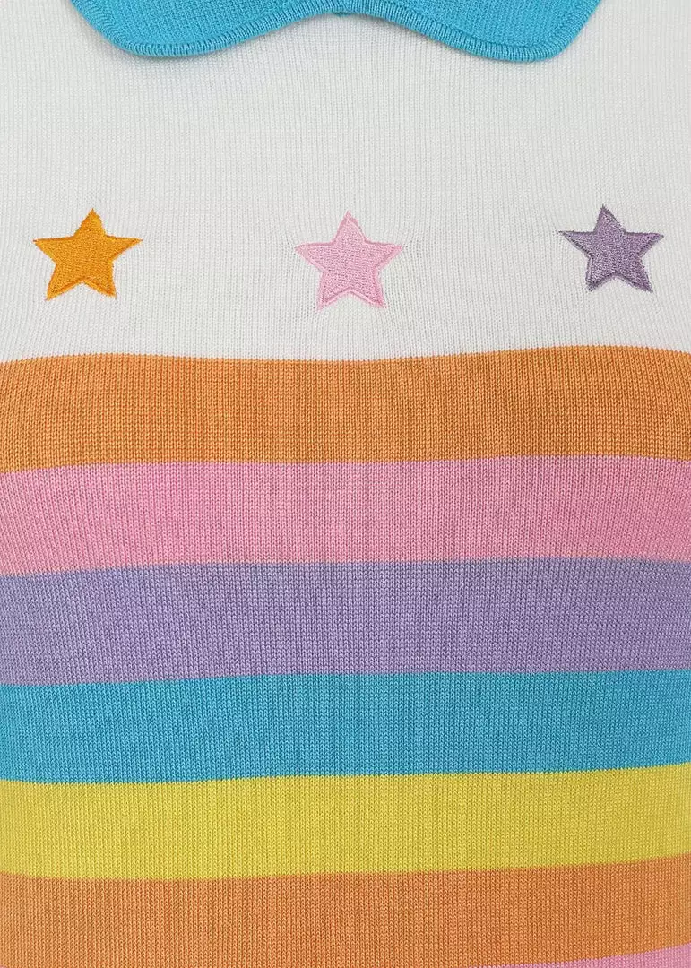 Collectif Rigel Rainbow Star 60's Truitje Top Multi Colour New In 6 Collectif Rigel Rainbow Star 60's Truitje Top Multi Colour New In